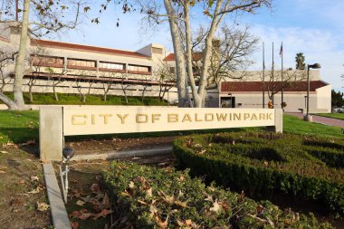 Baldwin Park, California - 17 Şubat 2025: Baldwin Park Şehir Merkezi