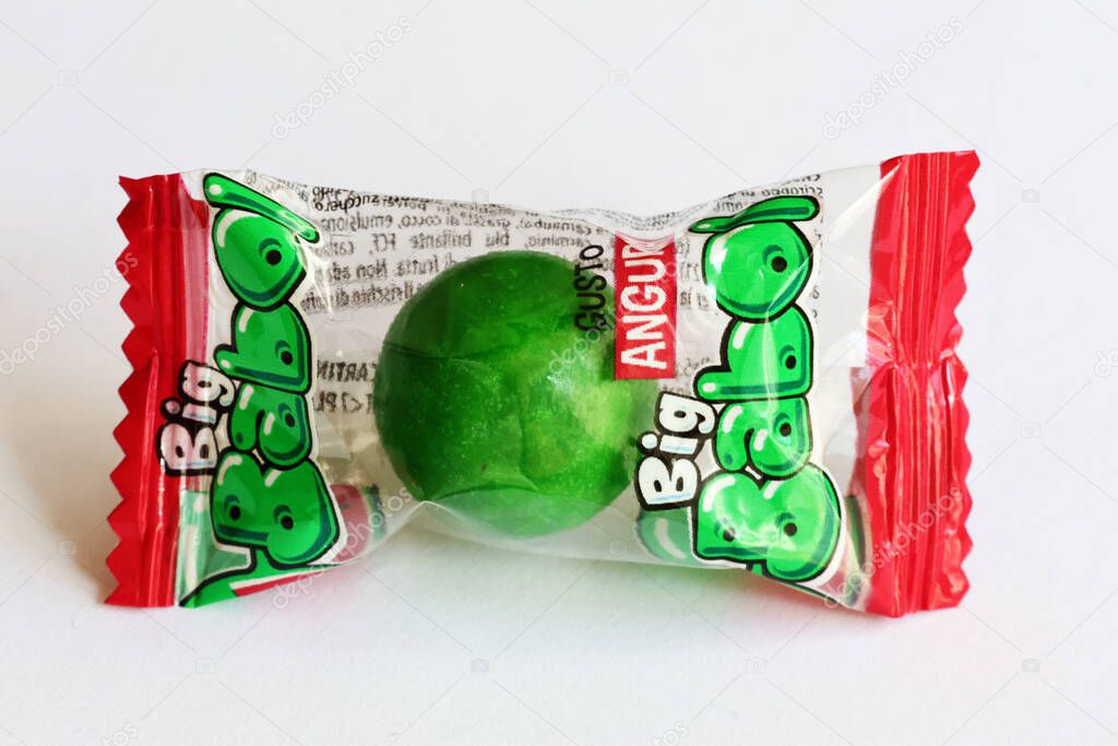 Rome, Italy - September 29, 2025: Big Babol bubble gums, fruit-flavored chewing gum balls produced by Perfetti Van Melle
