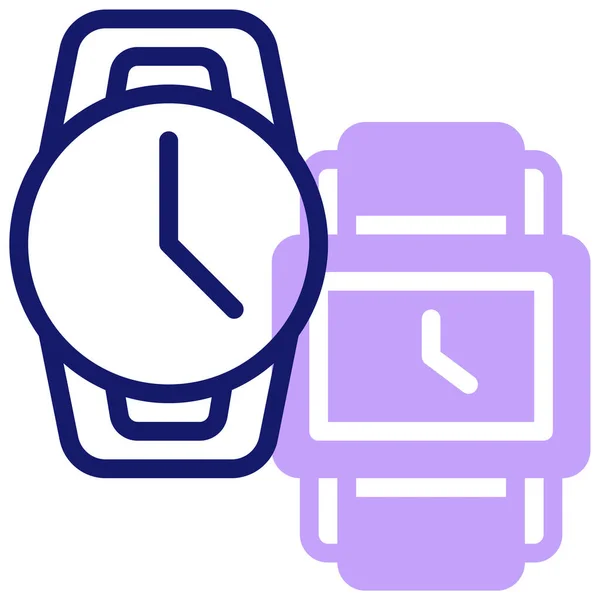 Wristwatch Icon Vector Outline Illustration Isolated White Background - Stok Vektor