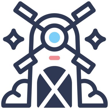 rüzgar türbini ağ simgesi basit illüstrasyon