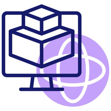 3B Modelleme modern simgesi, vektör illüstrasyonu