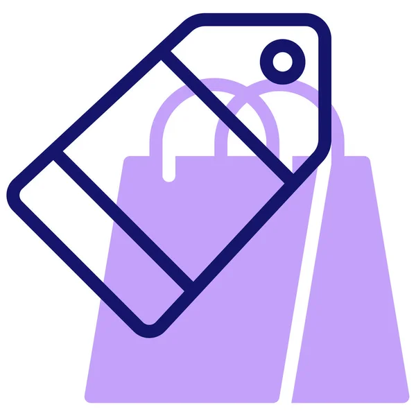 Bevásárlótáska Címke Egyszerű Illusztráció — Stock Vector