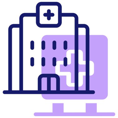 Hastane binası simgesi, vektör illüstrasyonu basit tasarım