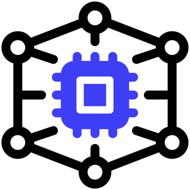 Bilgisayar ağı simgesi, vektör illüstrasyonu basit tasarım