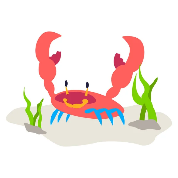 Crabe Dessin Animé Mignon Avec Signe Mer Illustration Vectorielle — Image vectorielle