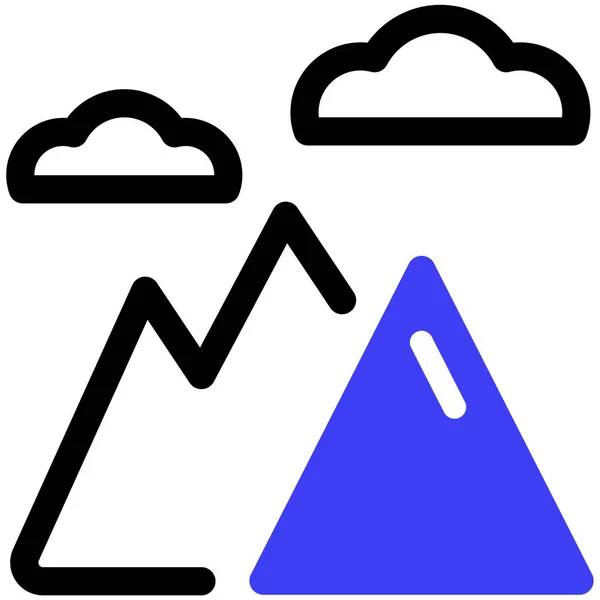 Montañas Icono Web Ilustración Simple — Vector de stock