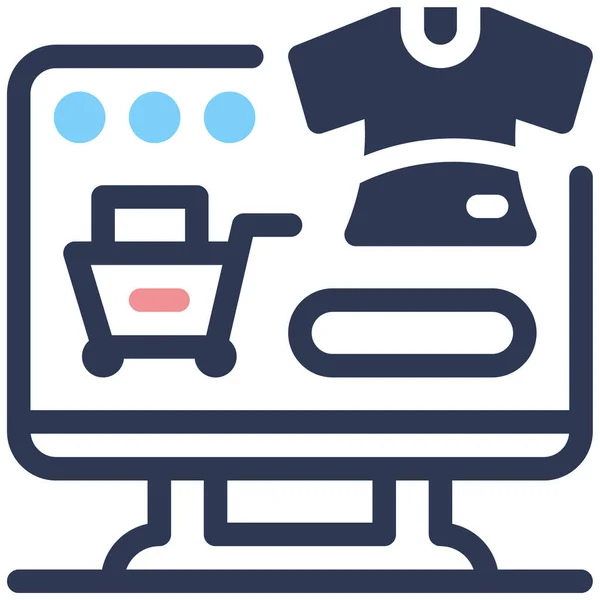 Online Shopping Einfache Illustration Commerce — Stockvektor