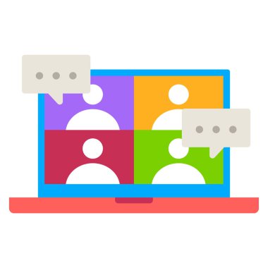 çevrimiçi toplantı sohbet illüstrasyonu, basit web simgesi 