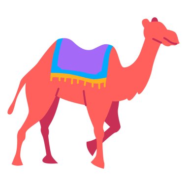 Beyaz arkaplanda izole edilmiş renkli deve