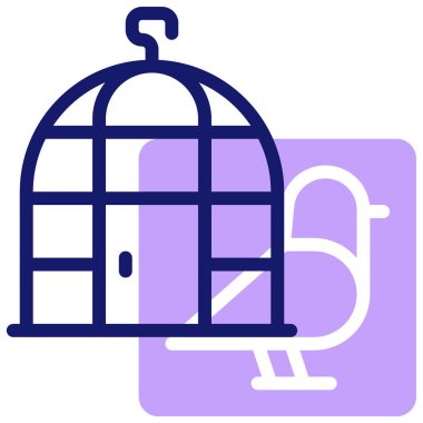 Kafes ve güvercin. Web simgesi vektör illüstrasyonu