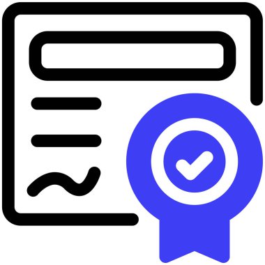 Sertifika simgesi, vektör illüstrasyonu basit tasarım