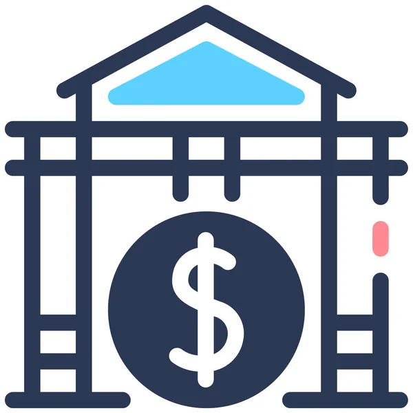 Ikona Banku Wektor Ilustracja Prosta Konstrukcja — Wektor stockowy