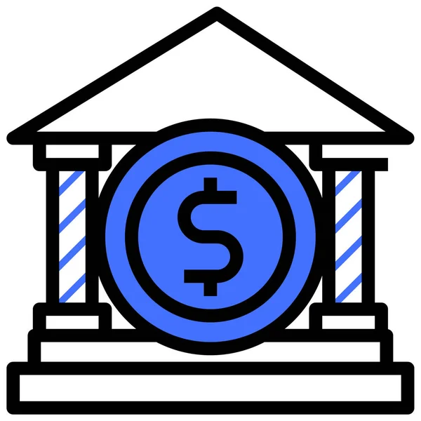 Εικονίδιο Τράπεζας Διανυσματική Απεικόνιση Απλό Σχέδιο — Διανυσματικό Αρχείο