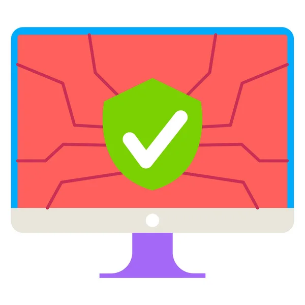 stock vector computer monitor with shield and binary code