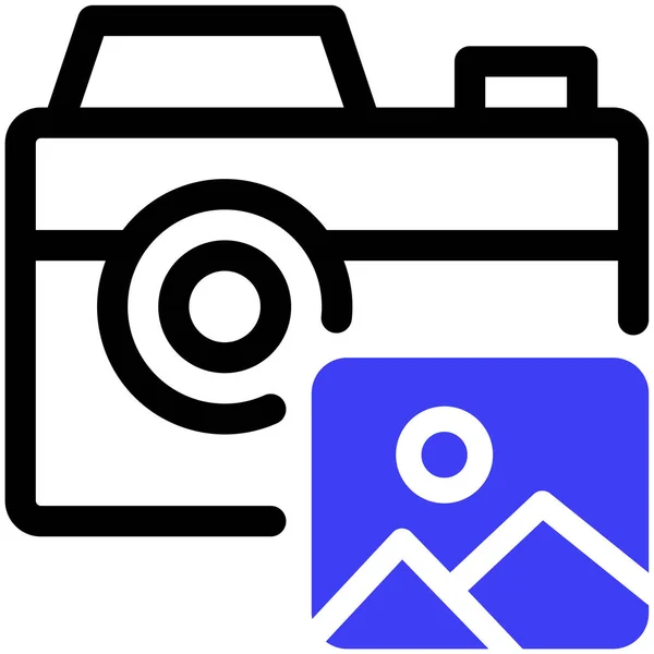 Ikona Fotoaparátu Vektorová Ilustrace Jednoduchá Konstrukce — Stockový vektor