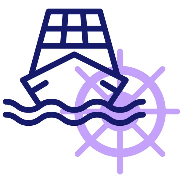 Barca Solare Icona Web Semplice Illustrazione — Vettoriale Stock
