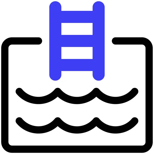 Yüzme Havuzu Web Simgesi Basit Tasarım — Stok Vektör