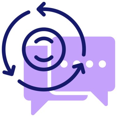 çevrimiçi toplantı sohbet illüstrasyonu, basit web simgesi 