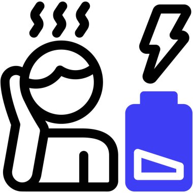 Yorgun. Web simgesi basit illüstrasyon