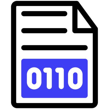 dosya biçimi ikili kod simgesi, vektör illüstrasyonu