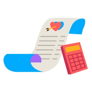 Kalbi olan bir cep telefonunun düz dizaynının vektör çizimi