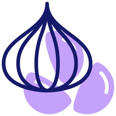 Sarımsak ikonu, vektör çizimi basit tasarım