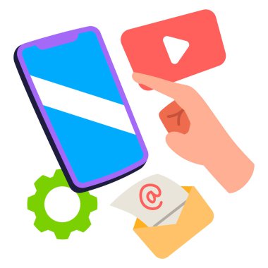 Dijital İçerik. Web simgesi basit illüstrasyon 