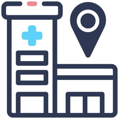 Hastane binası simgesi, vektör illüstrasyonu basit tasarım