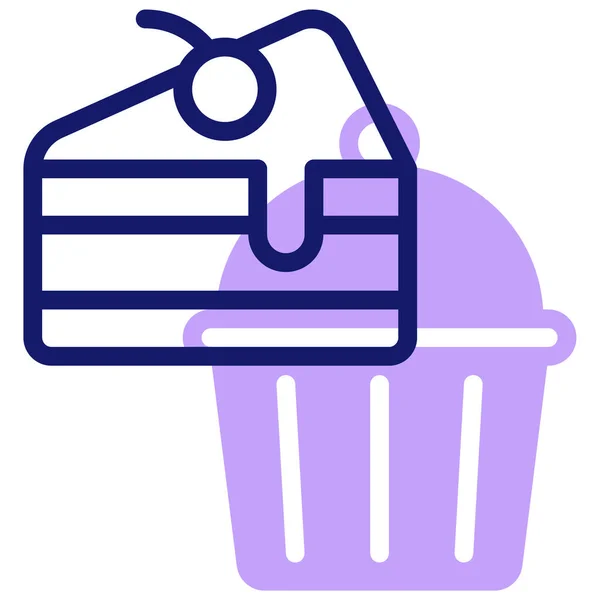 Cake Icoon Vector Illustratie Eenvoudig Ontwerp — Stockvector