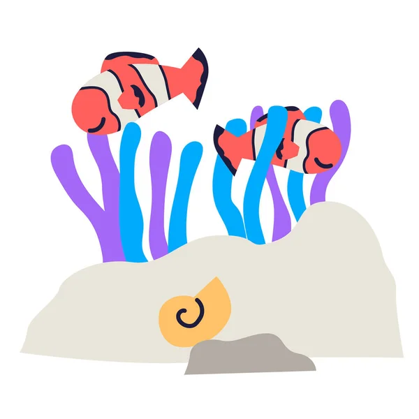 Clownfish Ikon Vektor Illustration Enkel Design — Stock vektor