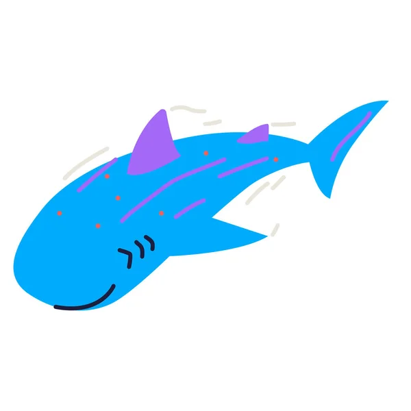 Икона Мультяшной Каракули Китовой Акулы Веб Иллюстрация — стоковый вектор