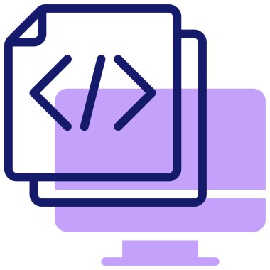 Kod ve kodlama simgesi, vektör illüstrasyonu basit tasarım