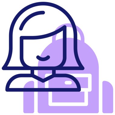 Genç kız. Web simgesi basit illüstrasyon