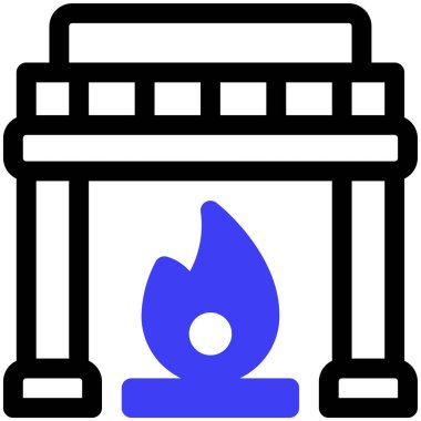 şömine simgesi, vektör illüstrasyonu basit tasarım