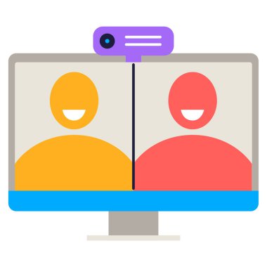 çevrimiçi toplantı sohbet illüstrasyonu, basit web simgesi 