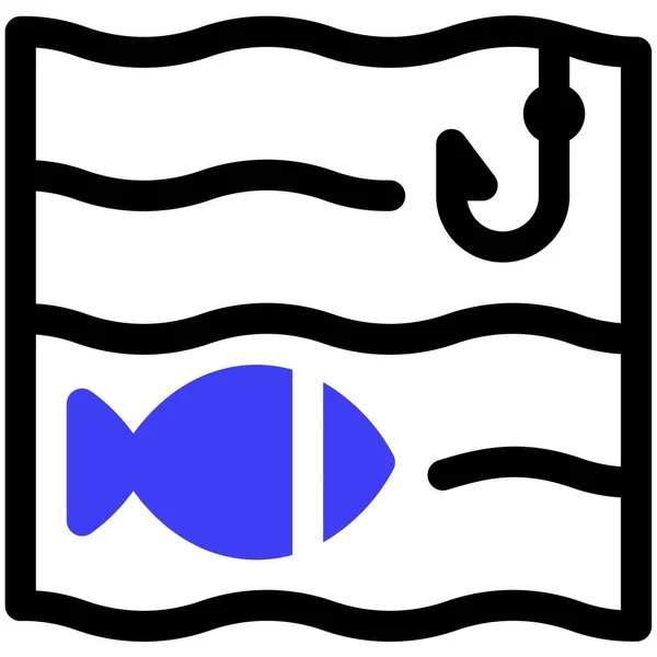 Icône Web Pêche Conception Simple — Image vectorielle