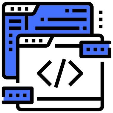 Kod ve kodlama simgesi, vektör illüstrasyonu basit tasarım