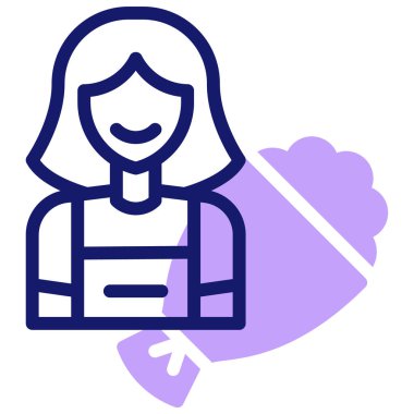 Çiçekçi kadın ikonu, vektör çizimi basit tasarım