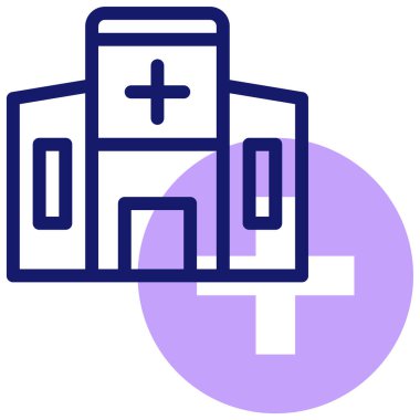 Hastane binası simgesi, vektör illüstrasyonu basit tasarım