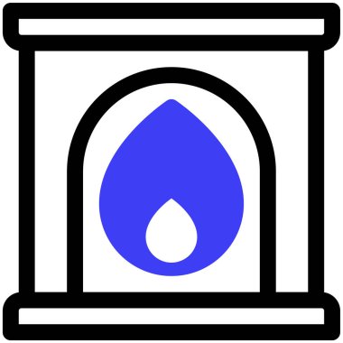 şömine simgesi, vektör illüstrasyonu basit tasarım