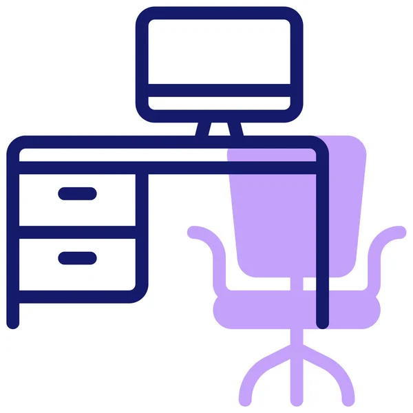 Ícone Mesa Computador Ilustração Vetorial Design Simples — Vetor de Stock