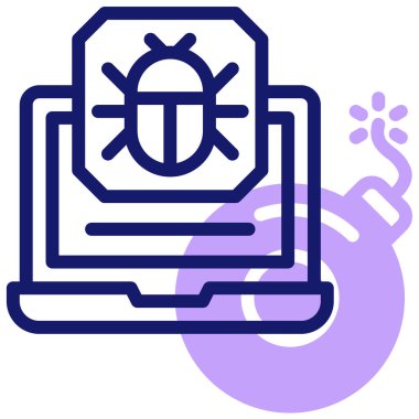 Siber saldırı. Web simgesi basit illüstrasyon