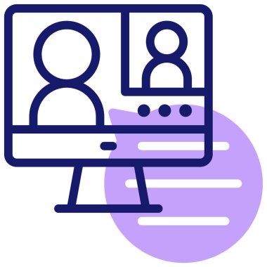 çevrimiçi toplantı sohbet illüstrasyonu, basit web simgesi 