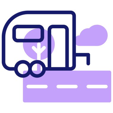 Karavan modern simgesi, vektör illüstrasyonu