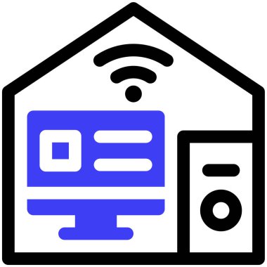 Bilgisayar odası simgesi, vektör illüstrasyonu basit tasarım