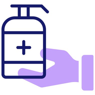 El ele tutuşan su şişesi simgesi, vektör illüstrasyonu