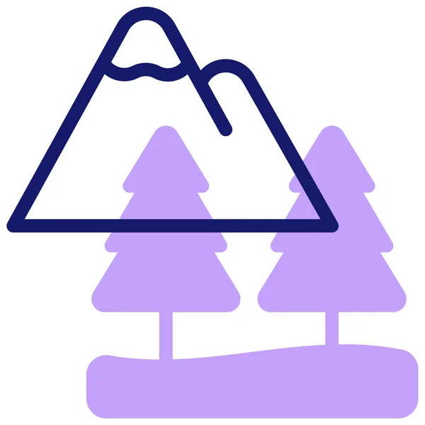 Montanhas Ícone Web Ilustração Simples — Vetor de Stock