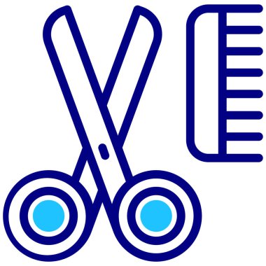 tarak ve makas, ağ simgesi illüstrasyonu