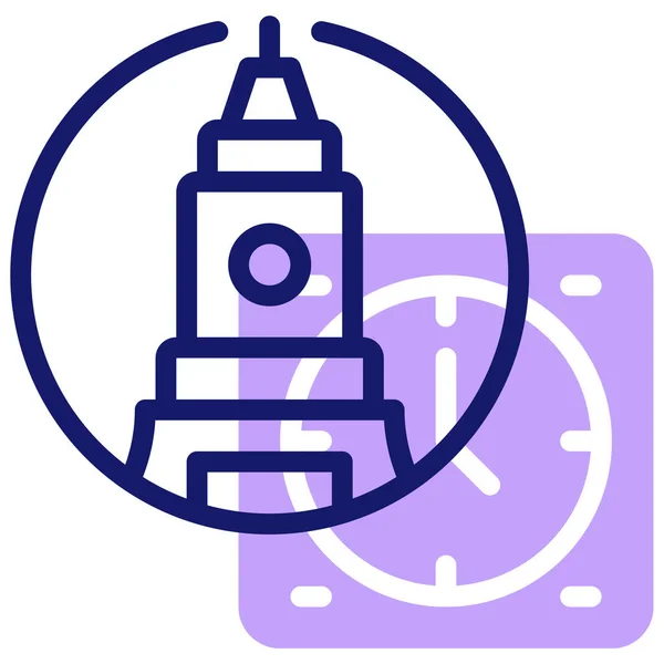 Torre Del Reloj Icono Web Ilustración Simple — Vector de stock
