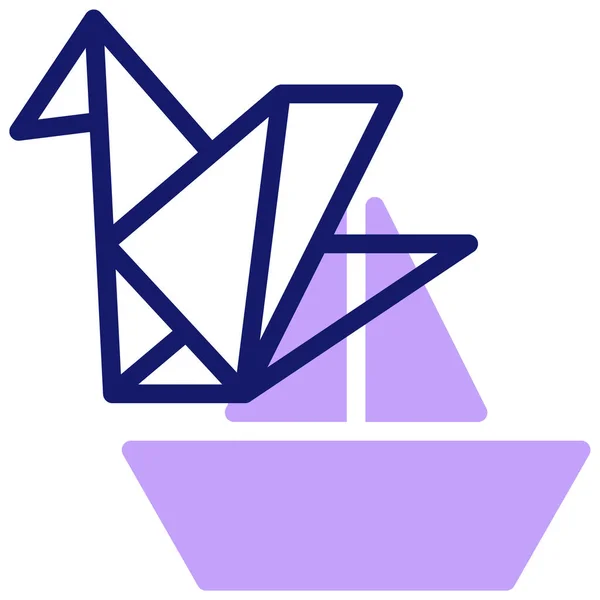 Origami Icona Web Semplice Illustrazione — Vettoriale Stock